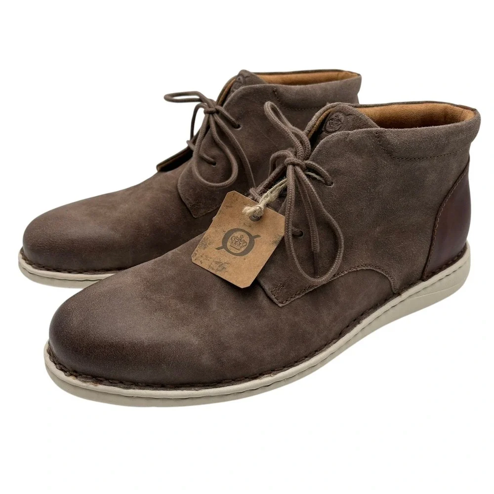 Born Theo Leather Suede Chukka Boots Mens 13 Taupe Brown Lightweight Lace Up NWT